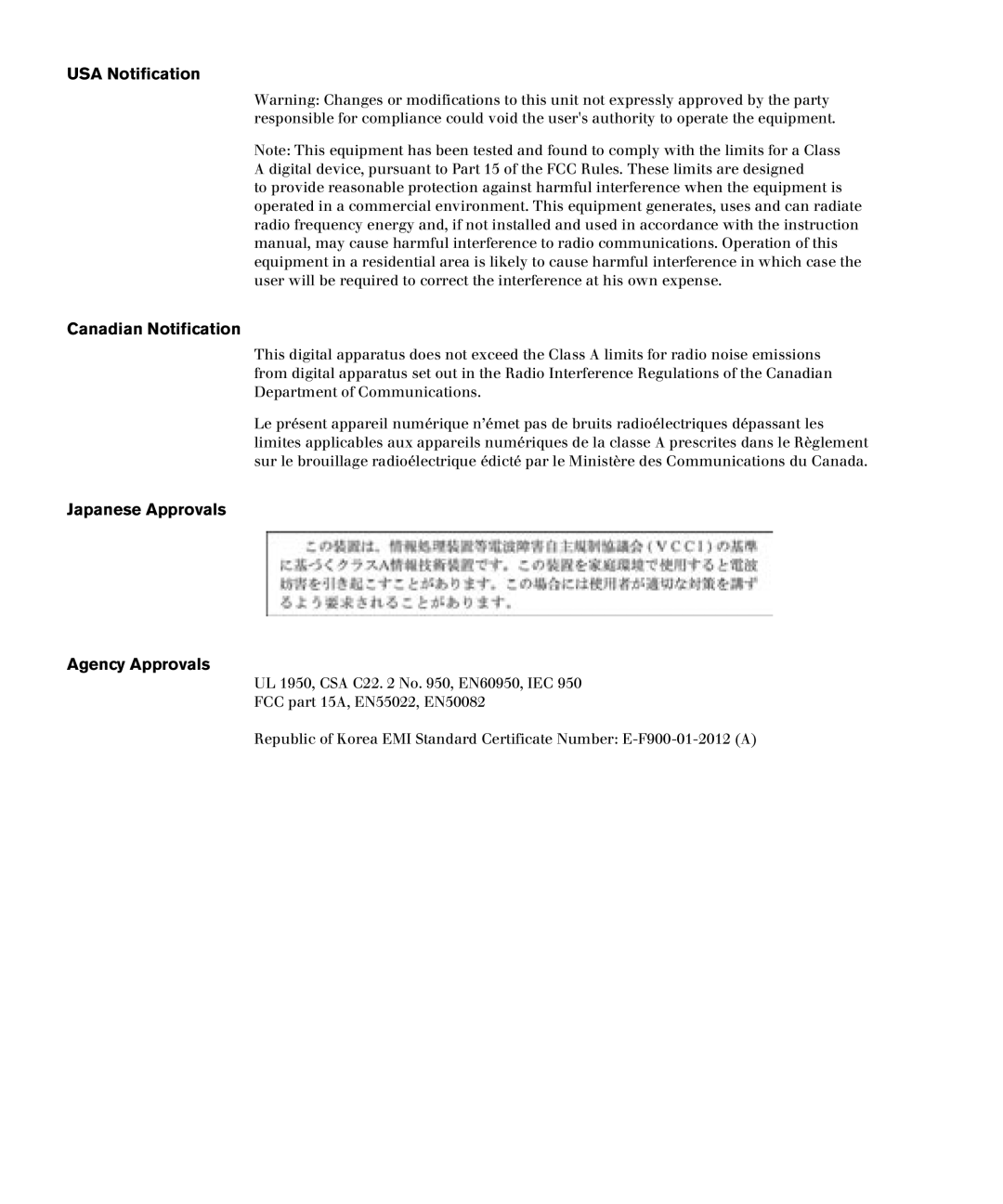 Avocent DSR1161, DSR4160, DSR800, DSR2161 manual USA Notification Canadian Notification 