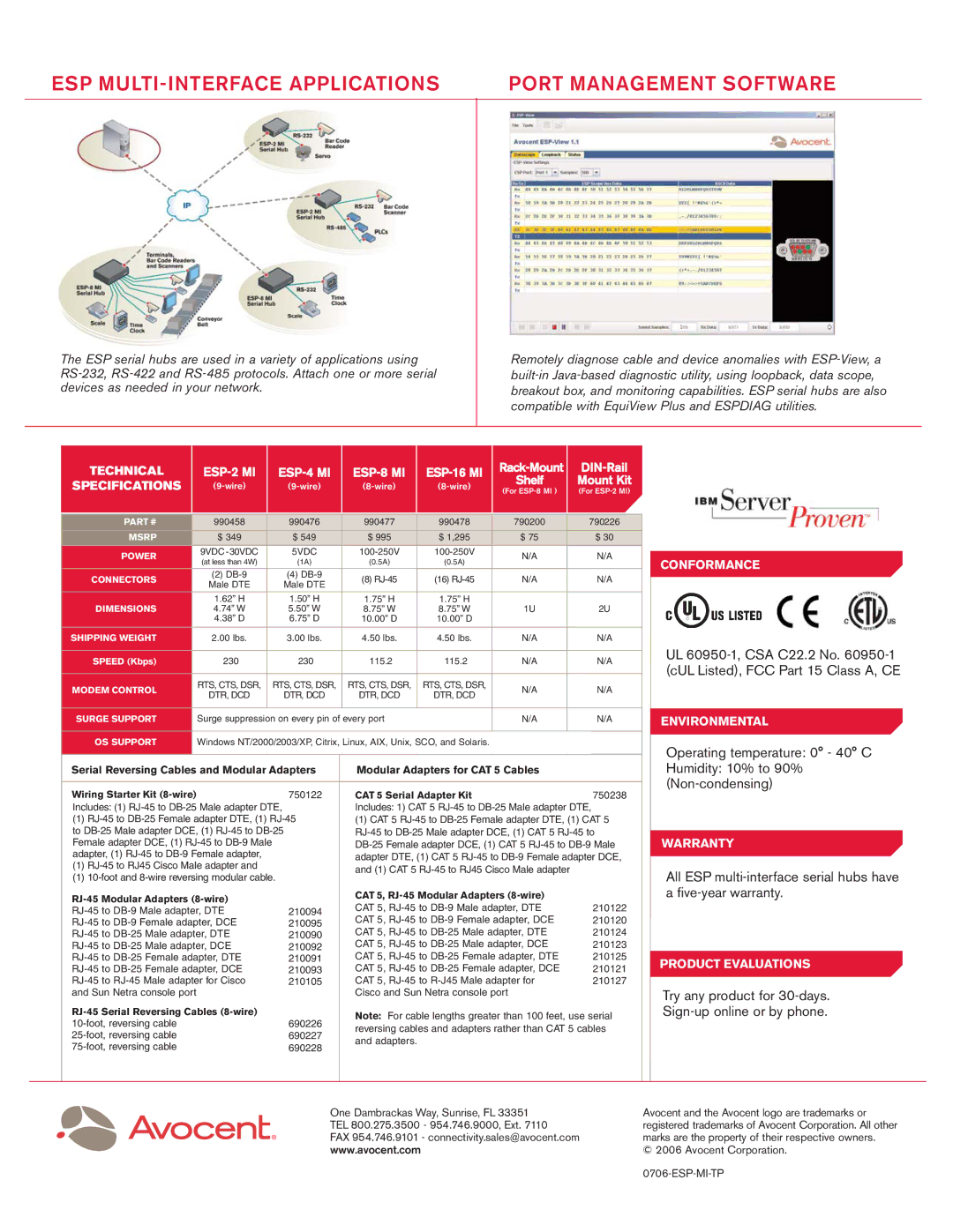 Avocent ESP Multi-Interface Serial manual CAT 5 Serial Adapter Kit, RJ-45 Serial Reversing Cables 8-wire 