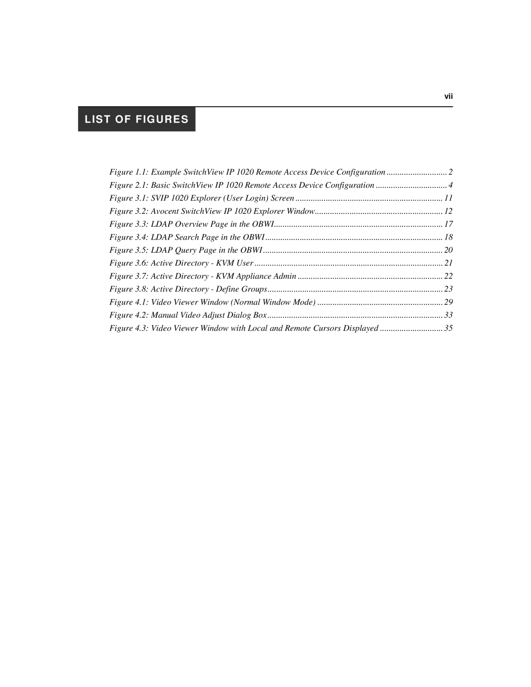 Avocent IP 1020 manual List of Figures 