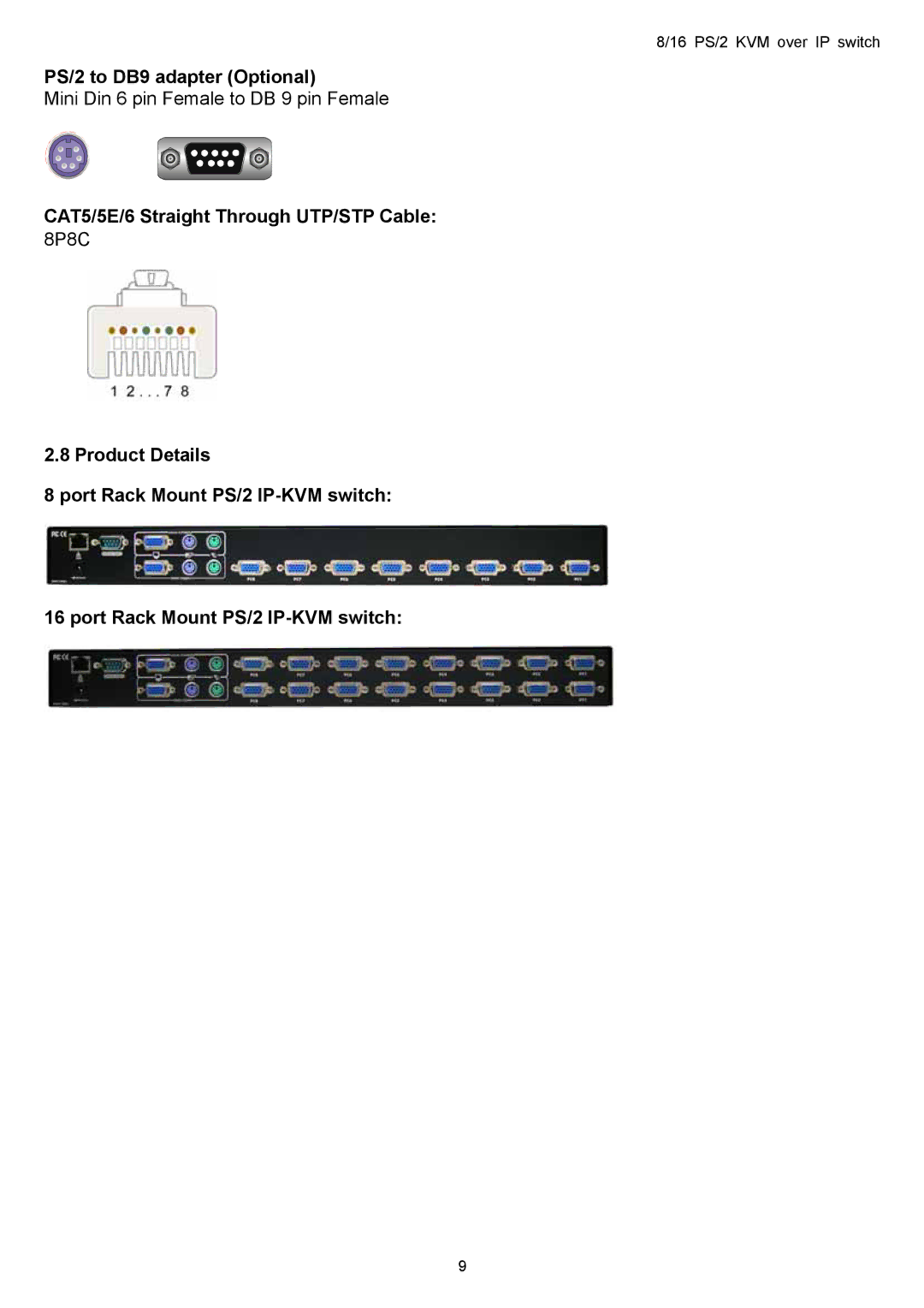 Avocent KVM over IP switch user manual PS/2 to DB9 adapter Optional 