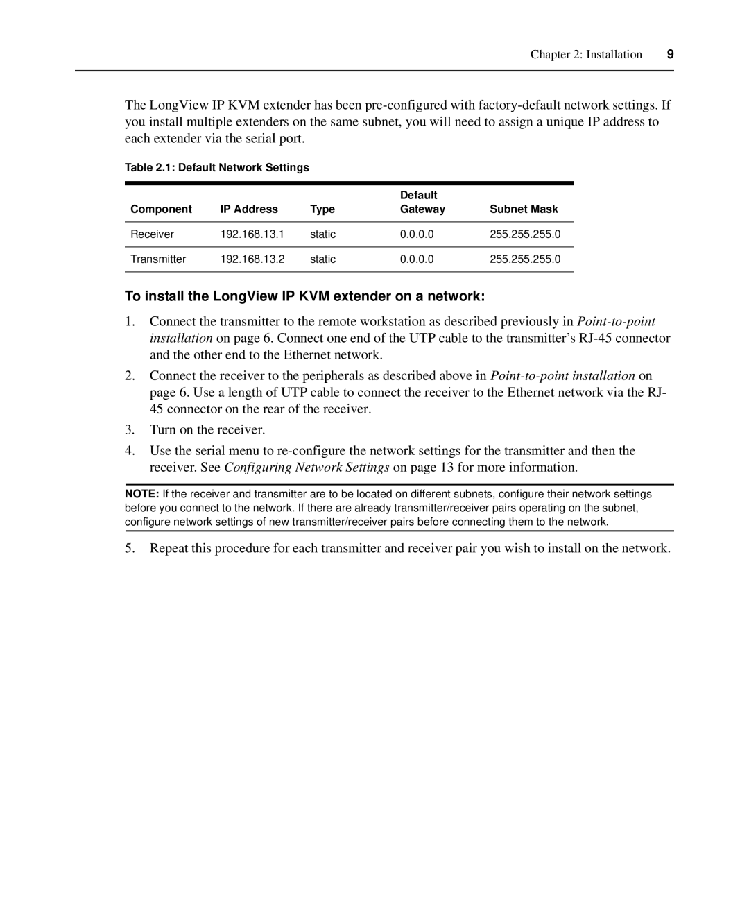 Avocent manual To install the LongView IP KVM extender on a network 