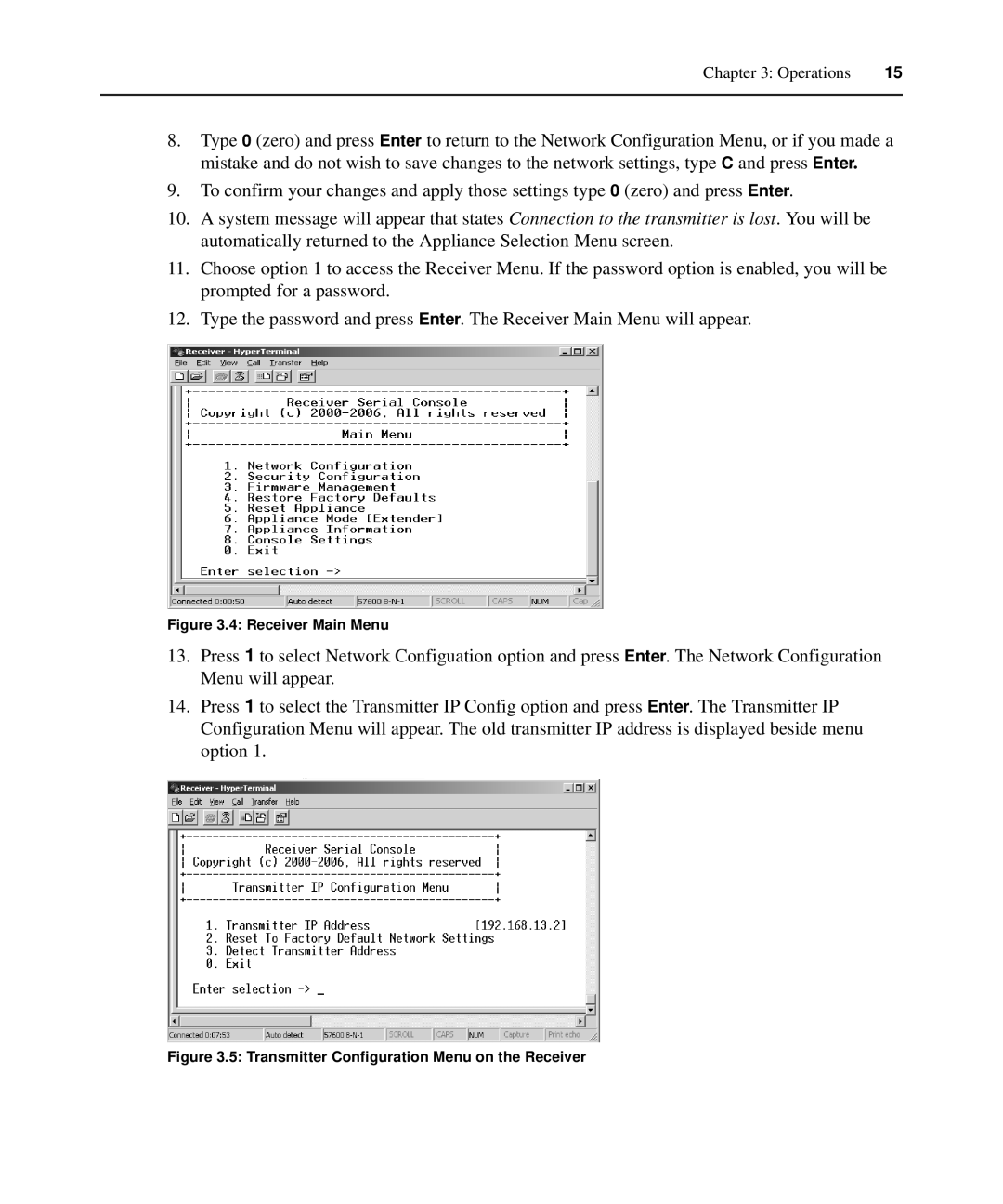 Avocent LongView IP manual Receiver Main Menu 