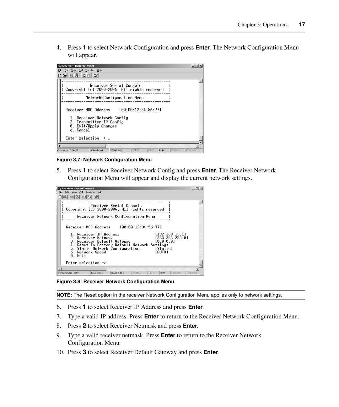 Avocent LongView IP manual Network Configuration Menu 