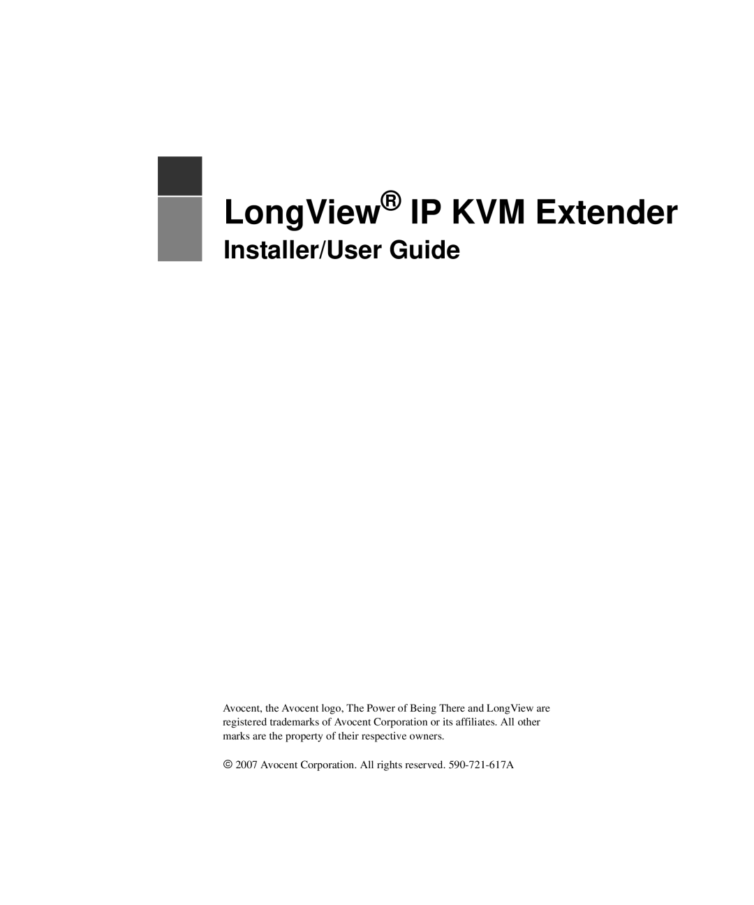 Avocent manual LongView IP KVM Extender 