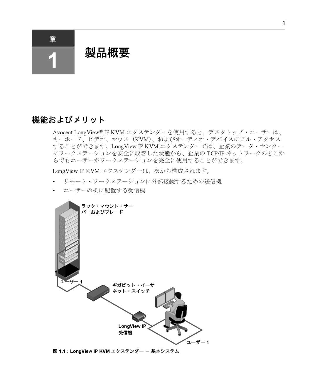 Avocent LongView IP manual 製品概要, 機能およびメ リ ッ ト 