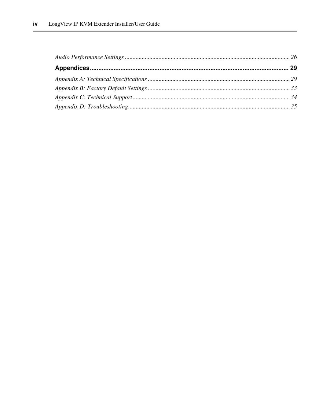 Avocent LongView IP manual Audio Performance Settings 