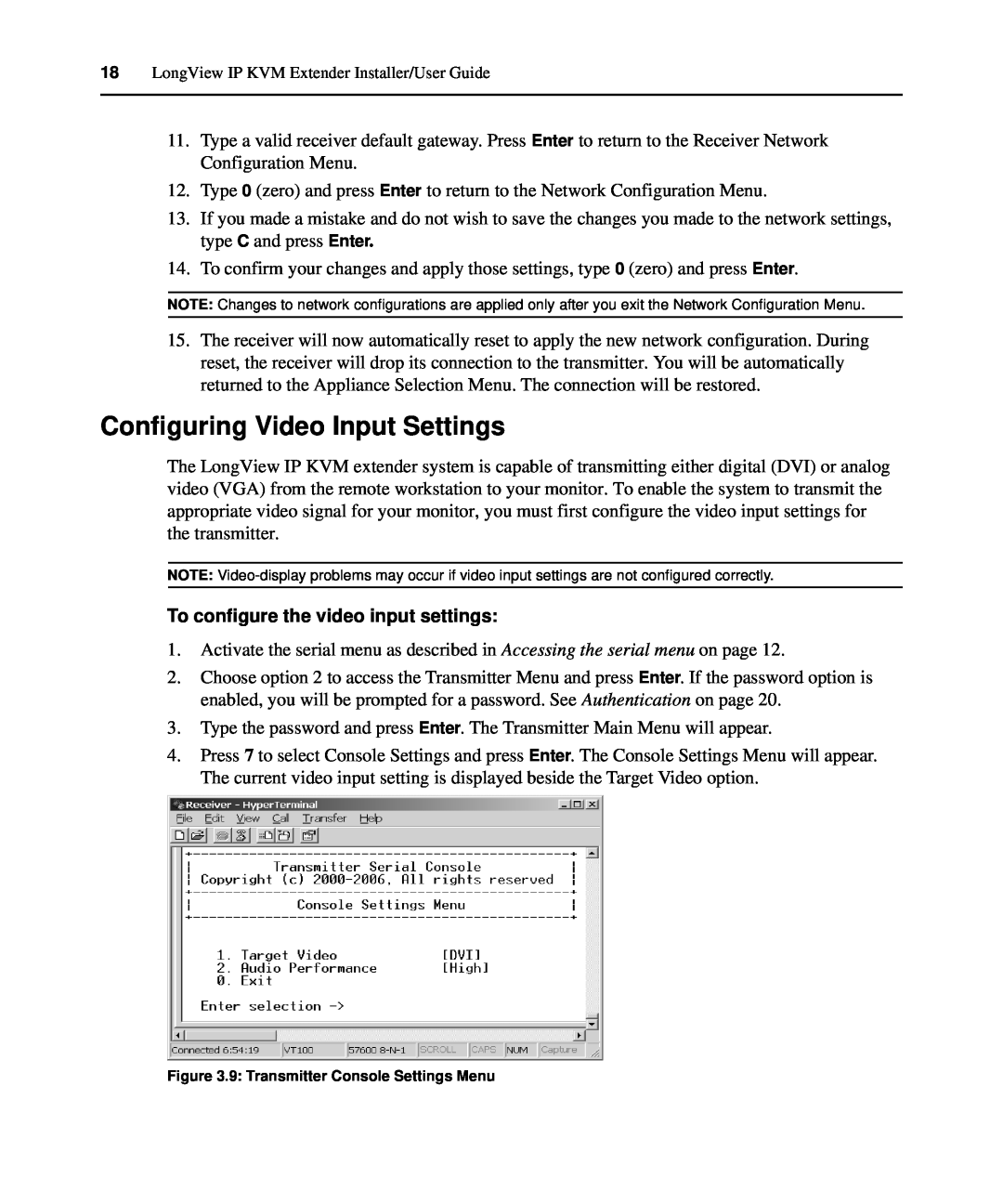 Avocent LongView IP manual Configuring Video Input Settings, To configure the video input settings 