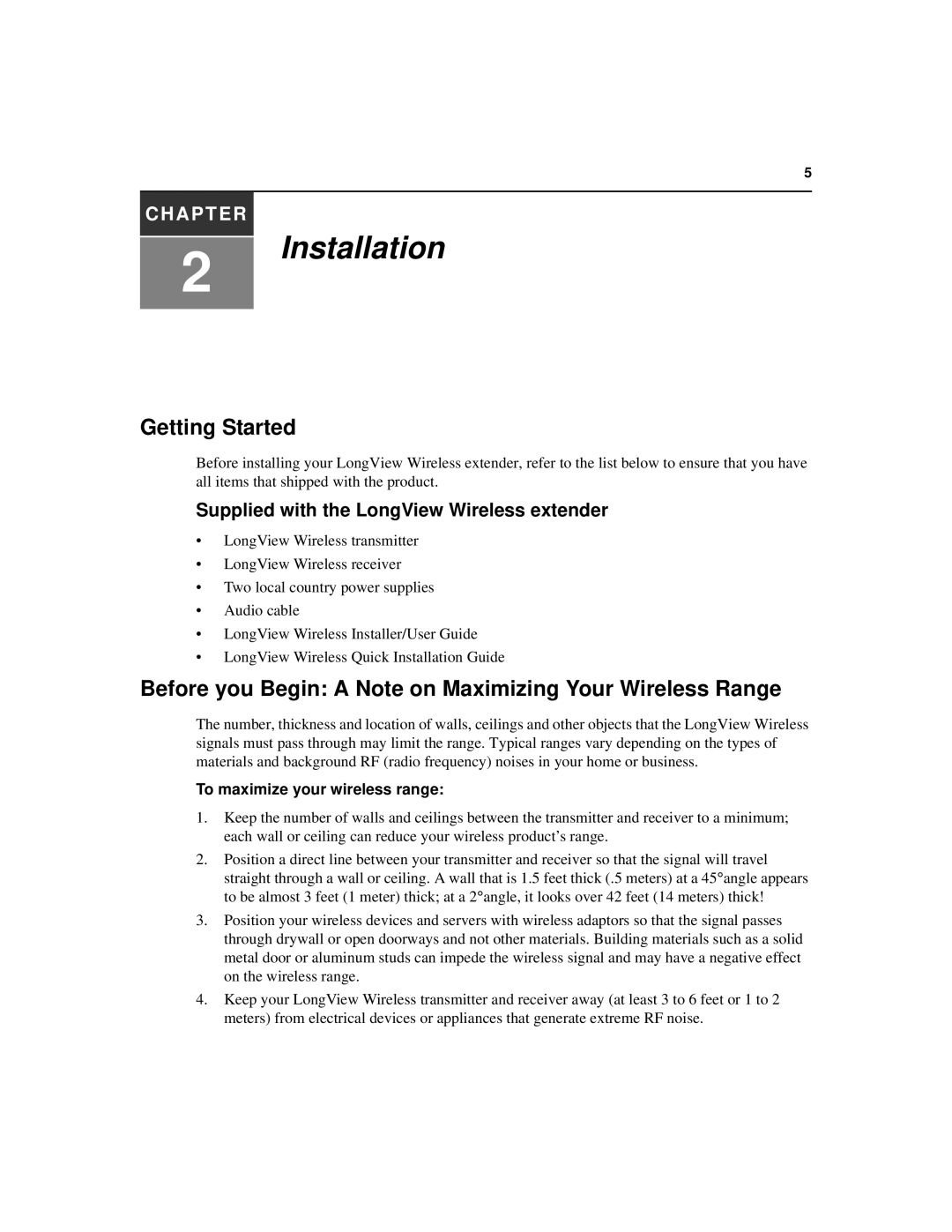 Avocent LongView Wireless manual Getting Started, Before you Begin a Note on Maximizing Your Wireless Range 