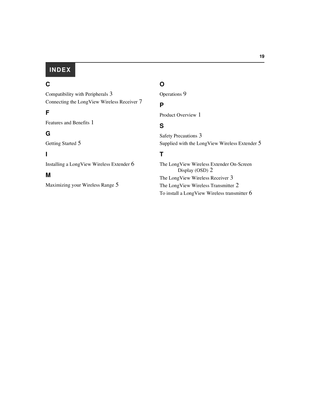 Avocent LongView Wireless manual Index 