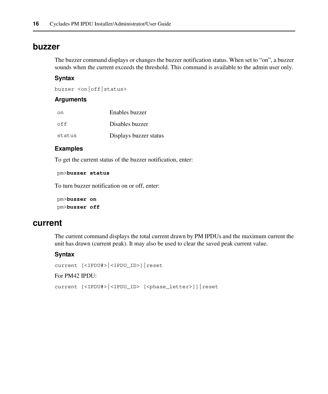 Avocent PM IPDU manual Buzzer, Current 