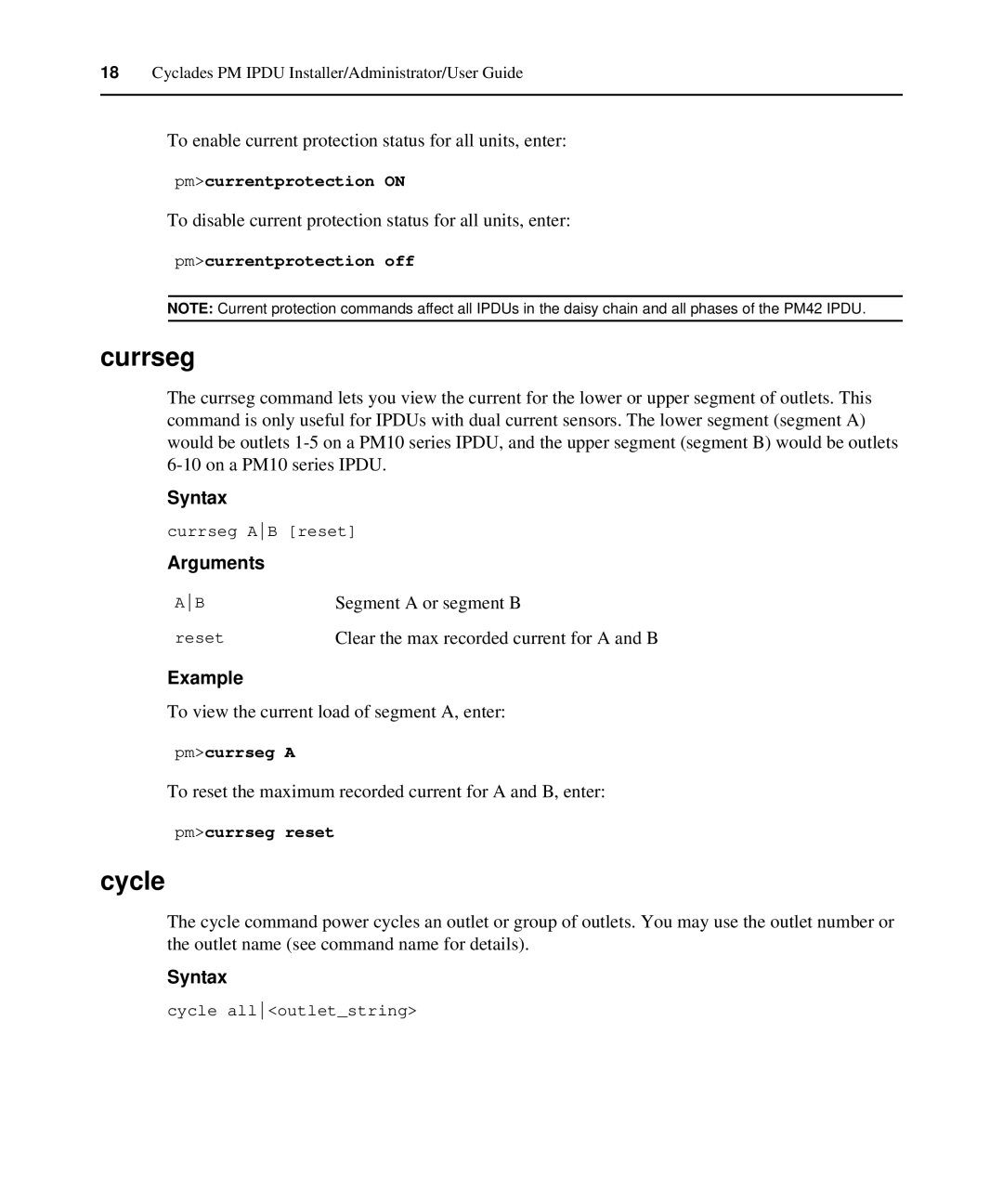 Avocent PM IPDU manual Currseg, Cycle, Example 