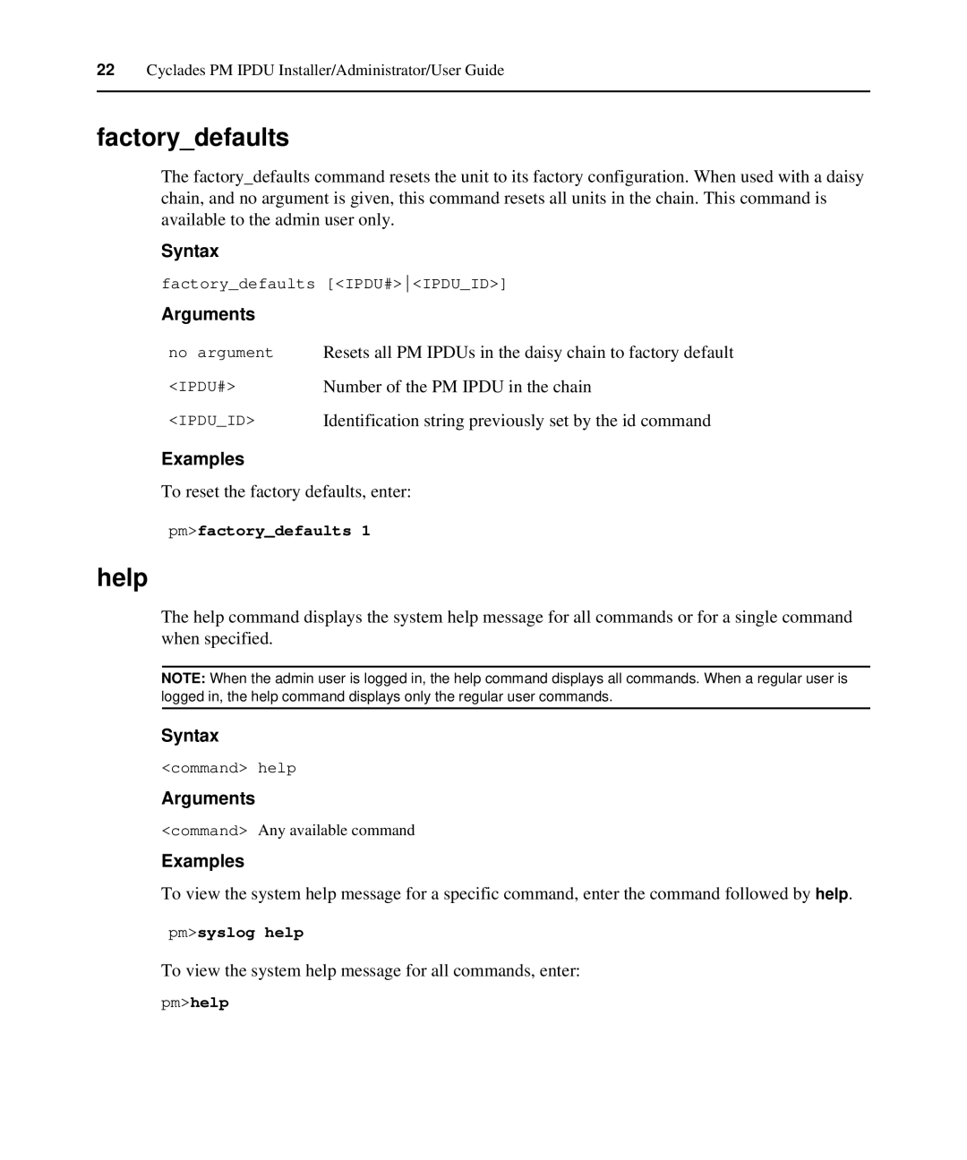 Avocent PM IPDU manual Factorydefaults, Help 