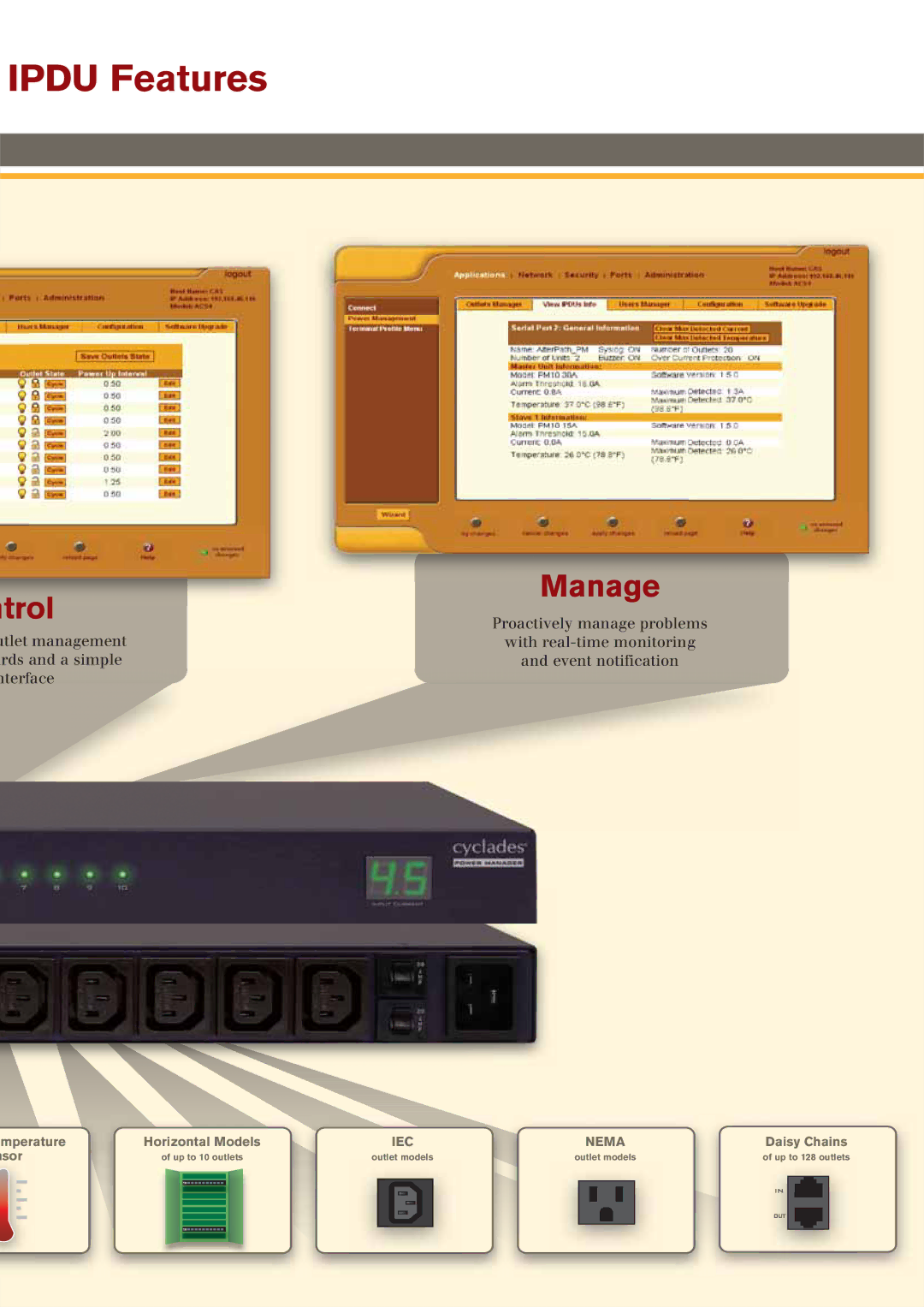 Avocent PM manual Ipdu Features, Trol Manage 