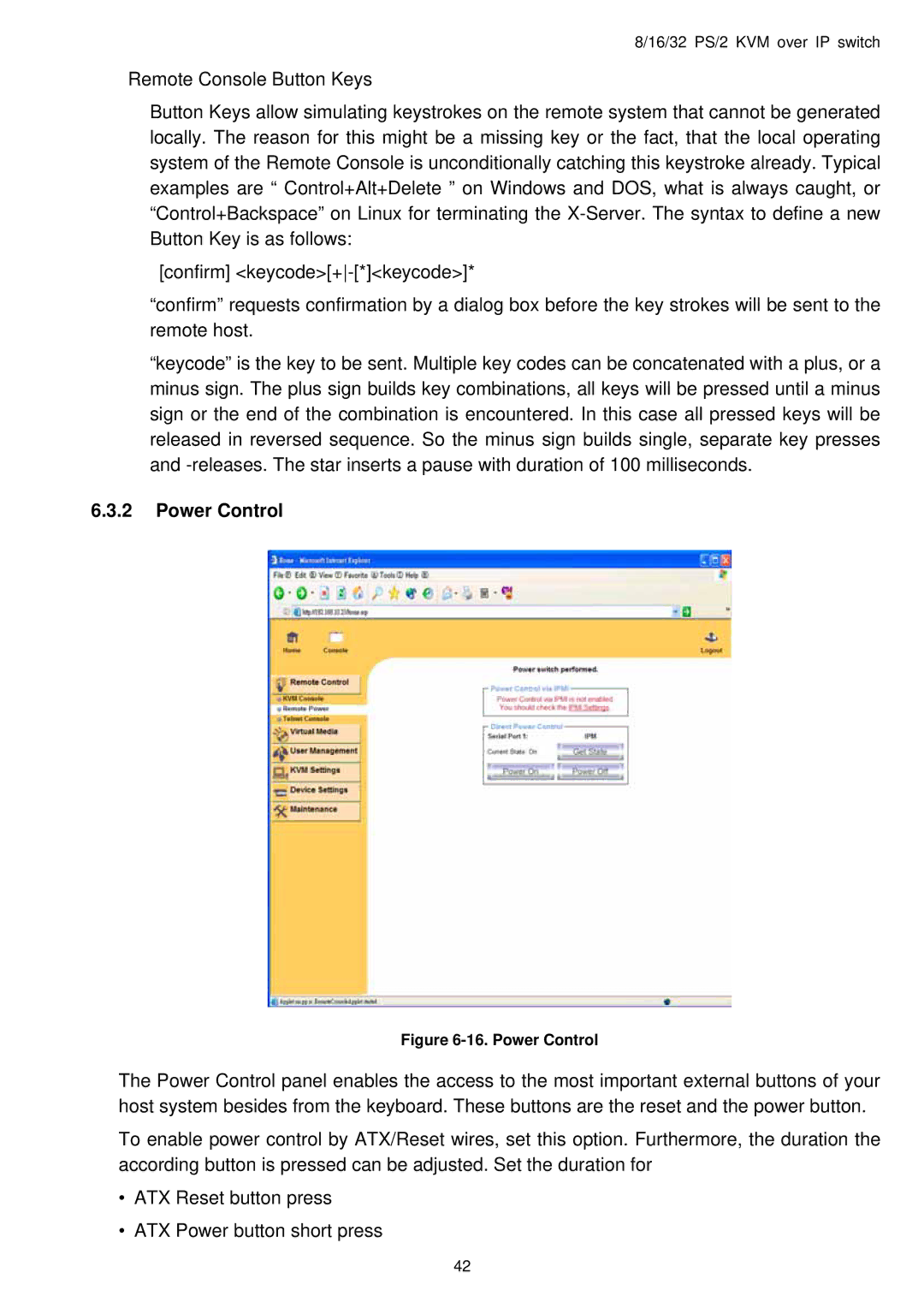 Avocent PS/2 IP user manual Power Control 