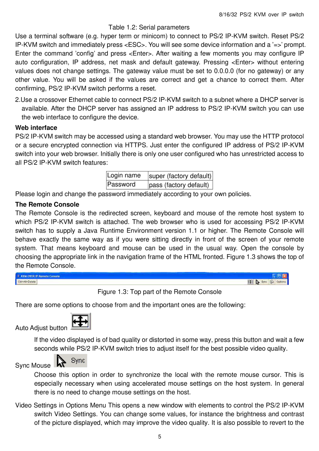 Avocent PS/2 IP user manual Web interface, Remote Console 