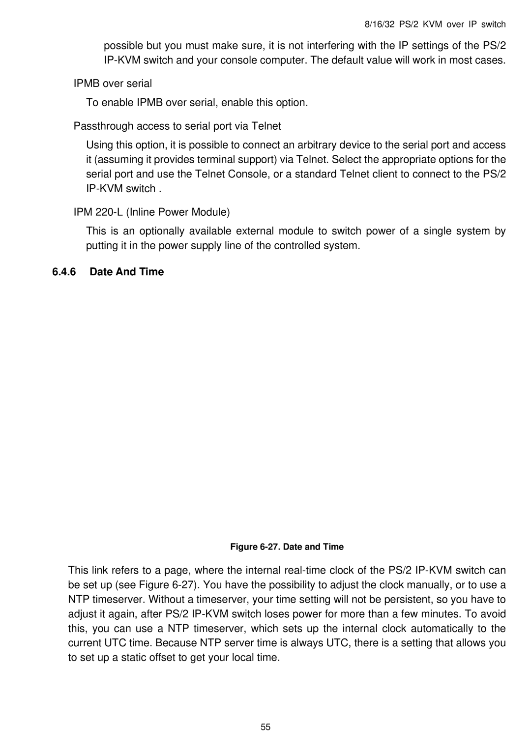 Avocent PS/2 IP user manual Date And Time, Date and Time 