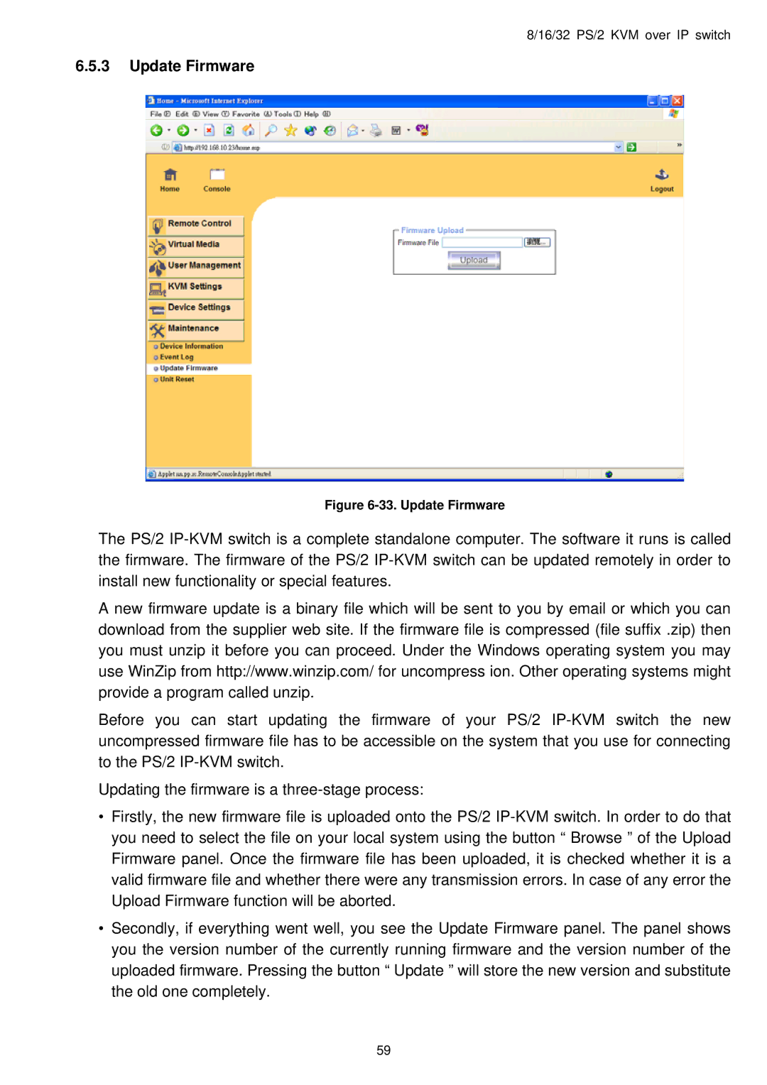 Avocent PS/2 IP user manual Update Firmware 