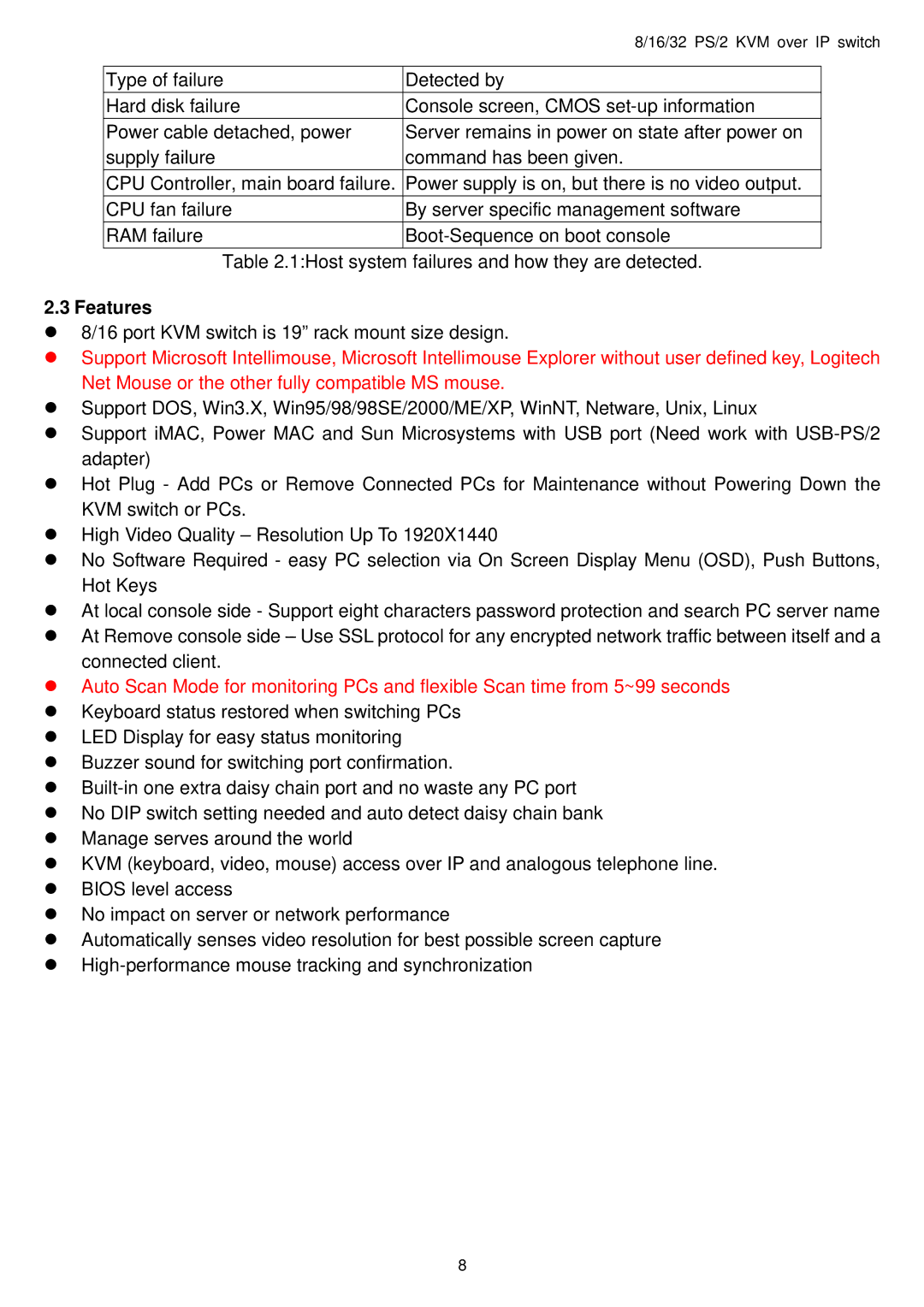 Avocent PS/2 IP user manual Features 