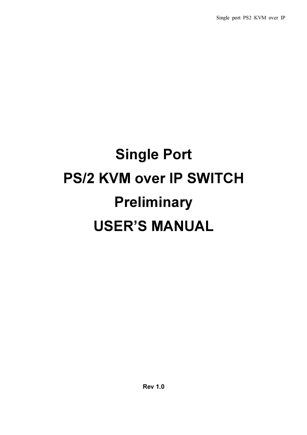 Avocent PS/2 KVM manual USER’S Manual, Rev 