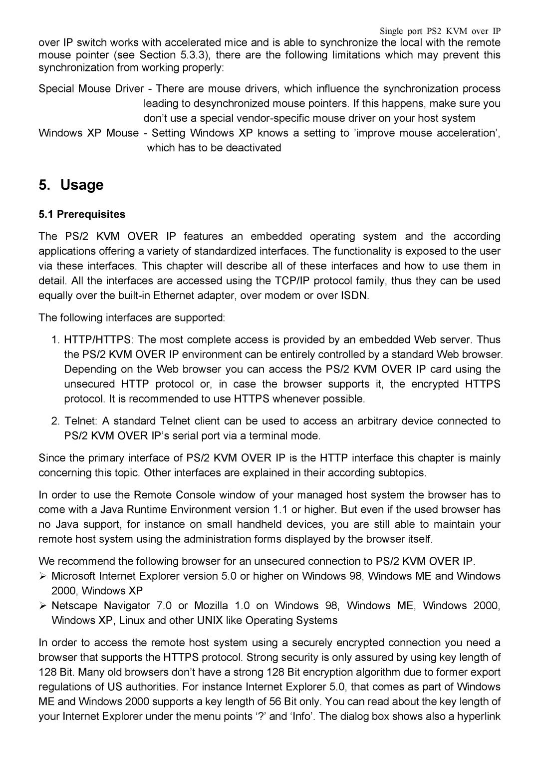 Avocent PS/2 KVM manual Usage, Prerequisites 