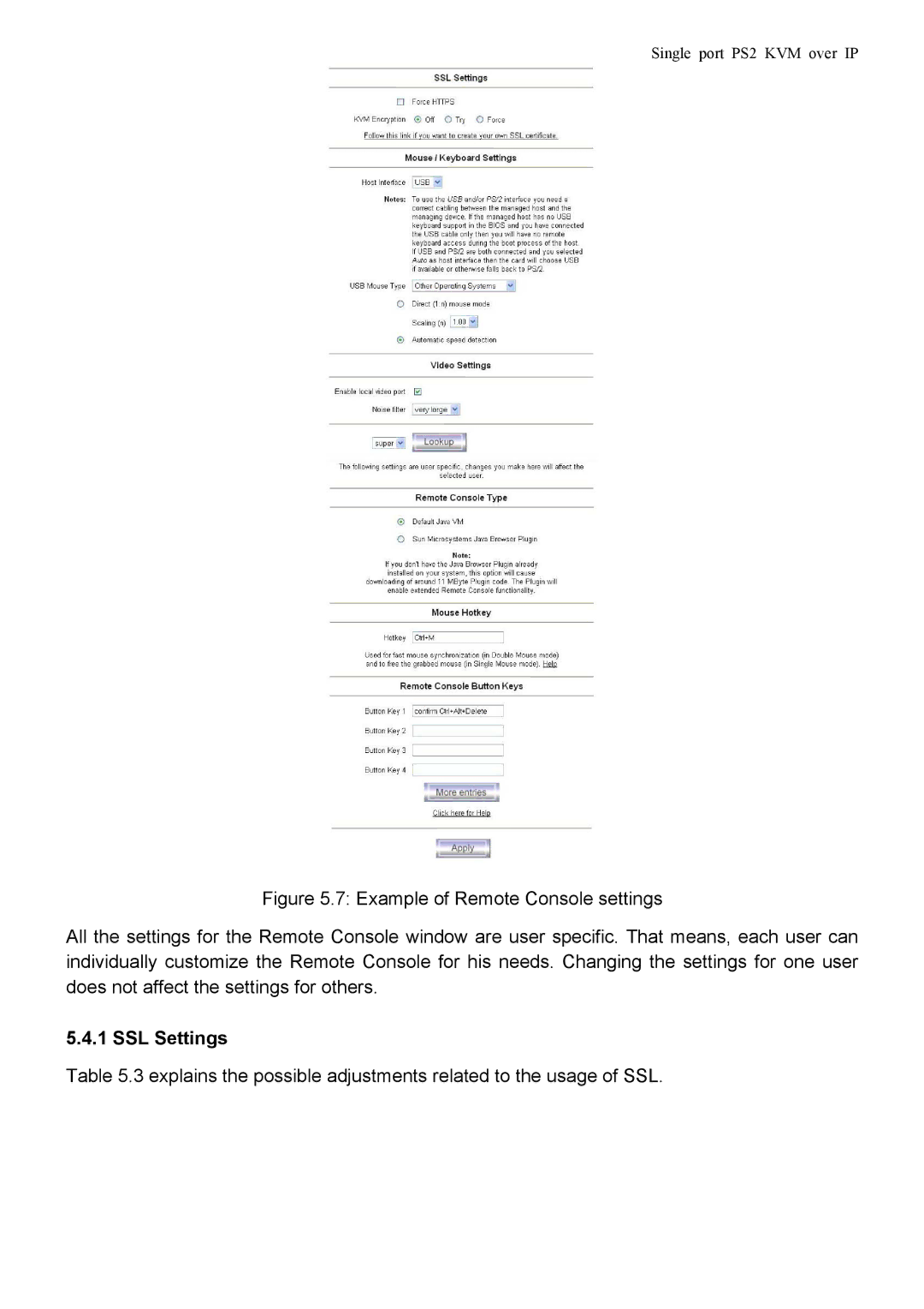 Avocent PS/2 KVM manual SSL Settings 