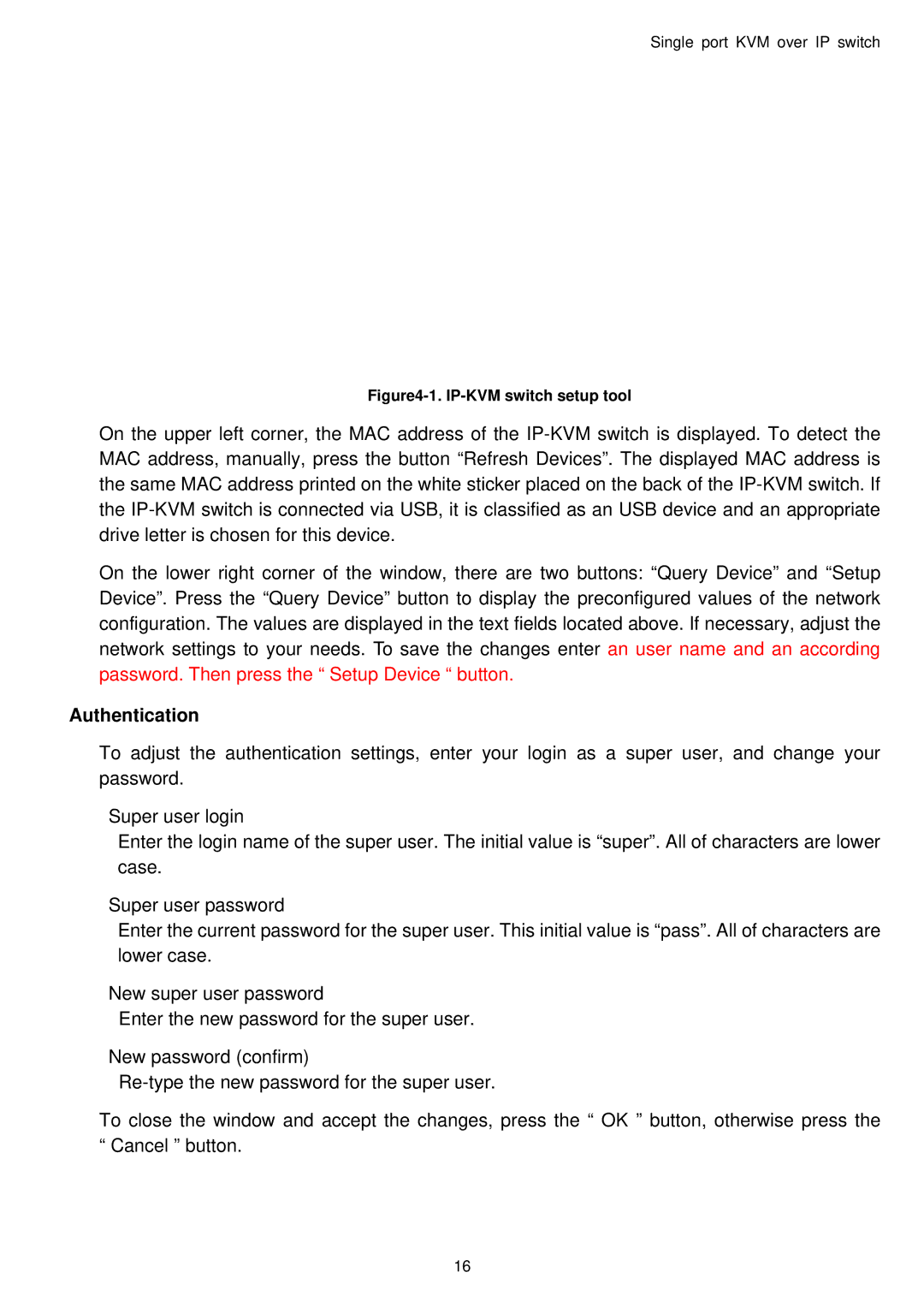 Avocent Single port KVM over IP switch user manual Authentication, IP-KVM switch setup tool 