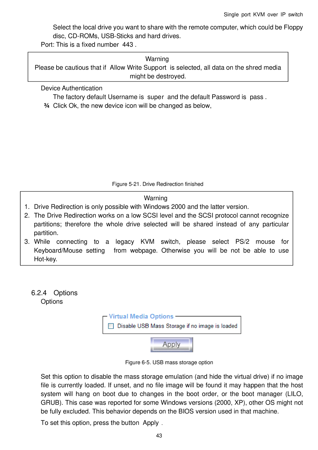 Avocent Single port KVM over IP switch user manual Options 