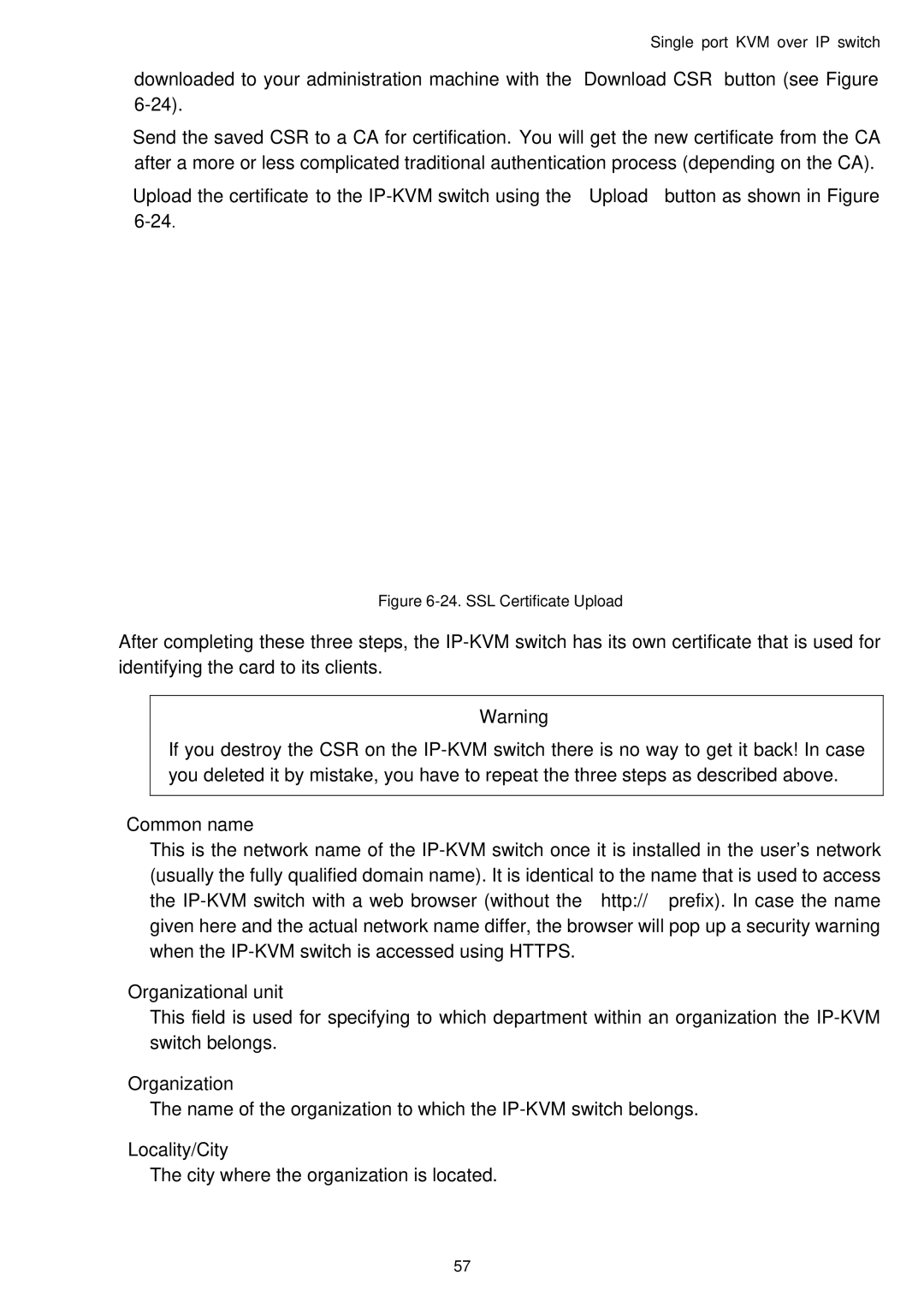 Avocent Single port KVM over IP switch user manual SSL Certificate Upload 