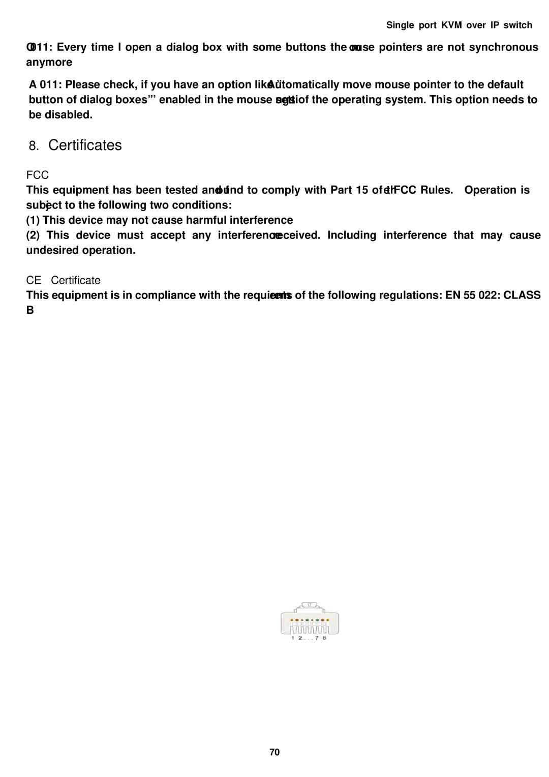 Avocent Single port KVM over IP switch user manual Certificates, CE Certificate 