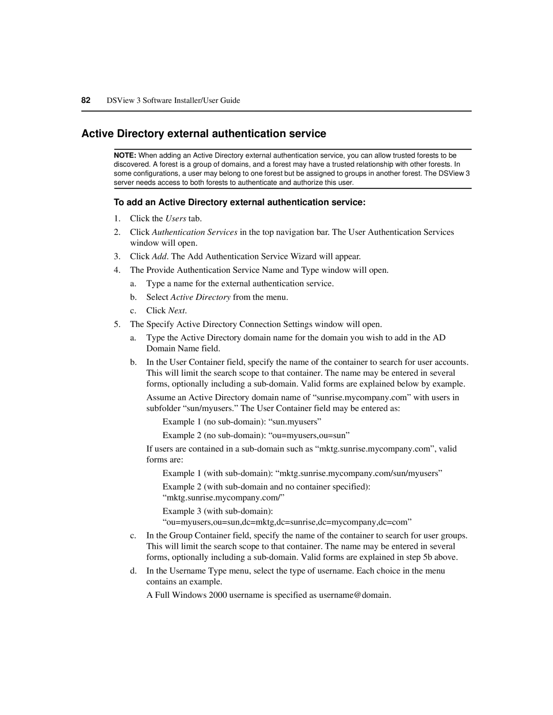 Avocent SPC420 manual Active Directory external authentication service 