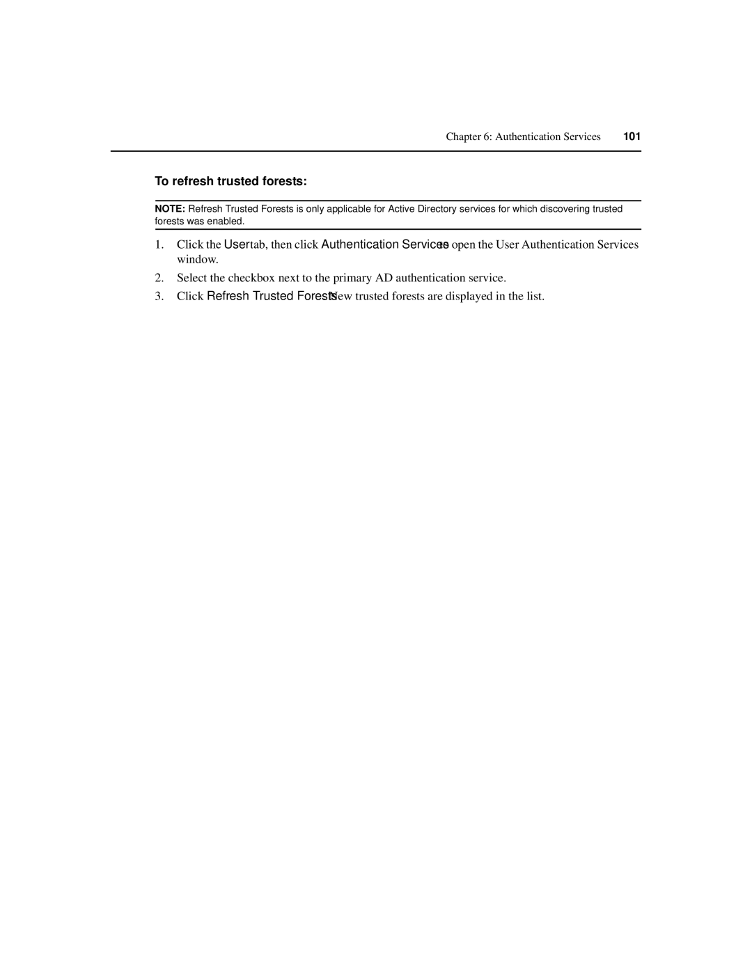 Avocent SPC420 manual To refresh trusted forests 