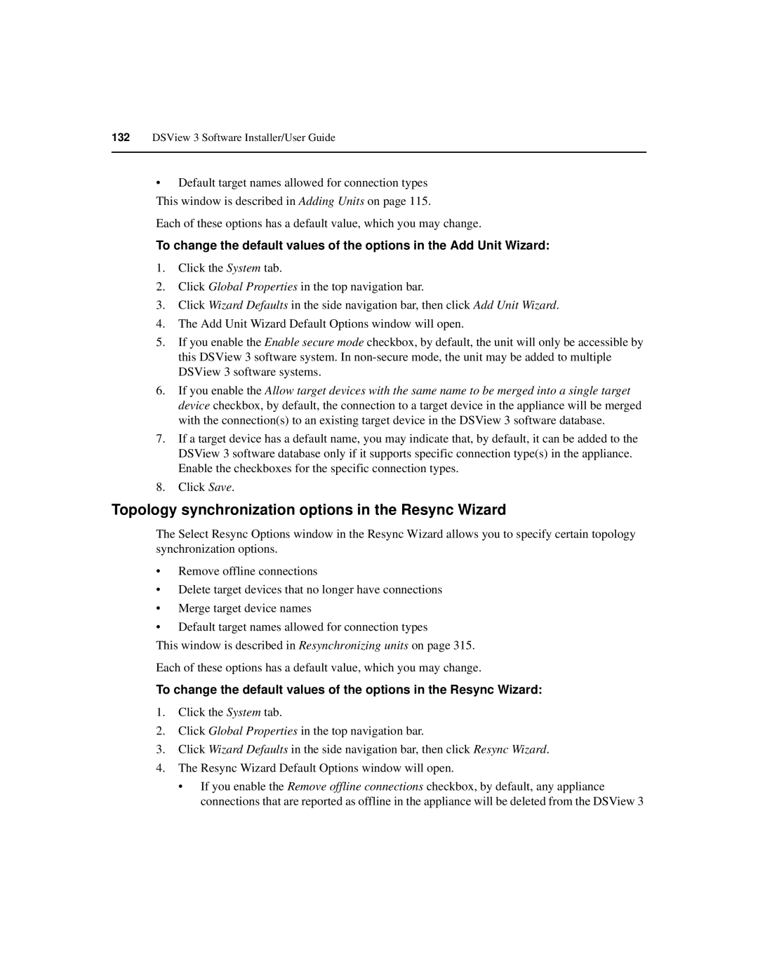 Avocent SPC420 manual Topology synchronization options in the Resync Wizard 