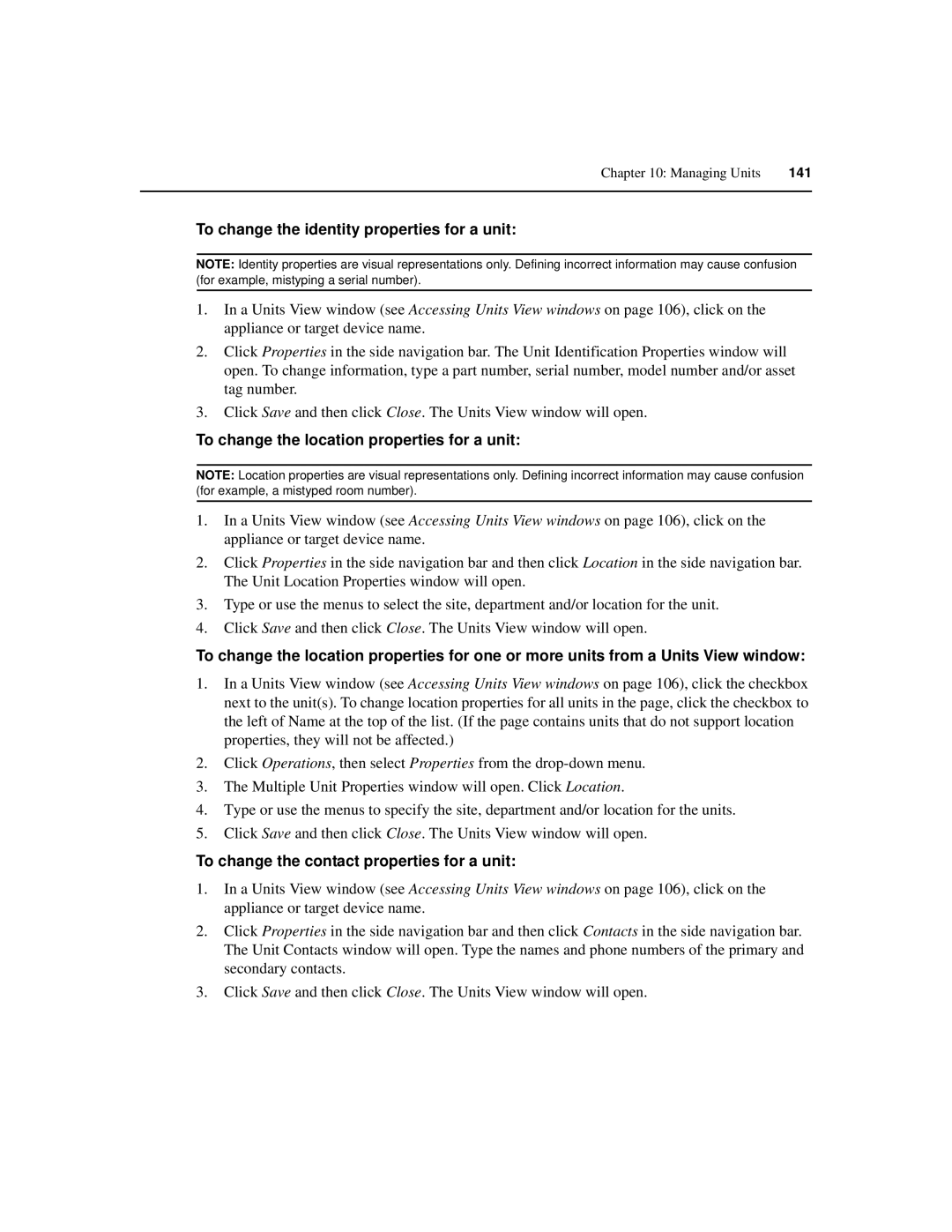 Avocent SPC420 manual To change the identity properties for a unit, To change the location properties for a unit 