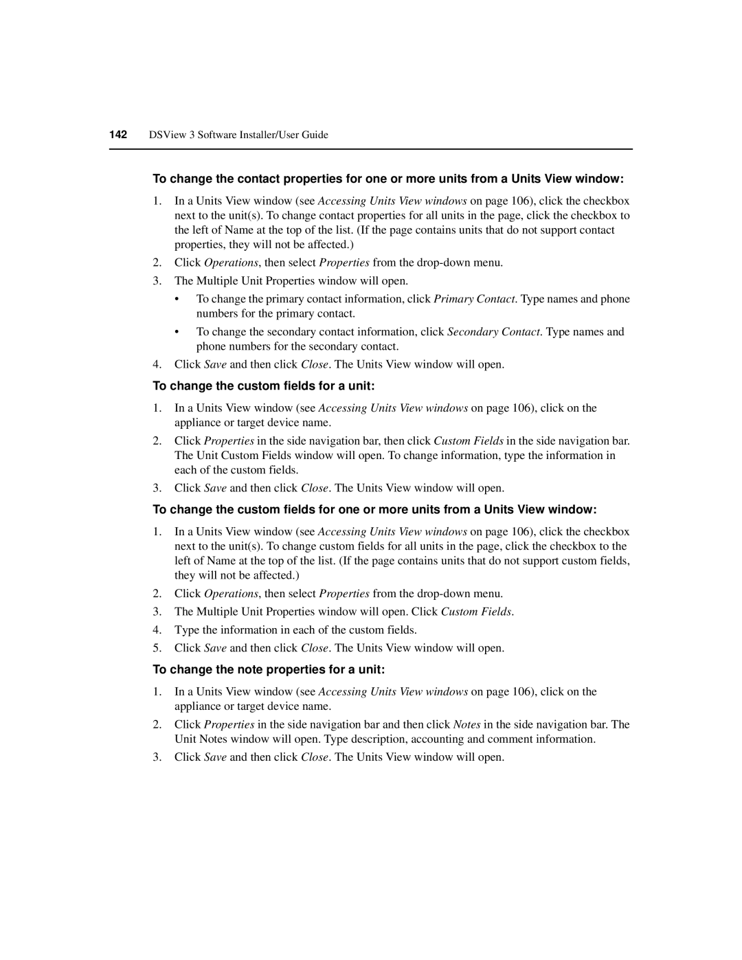 Avocent SPC420 manual To change the custom fields for a unit, To change the note properties for a unit 