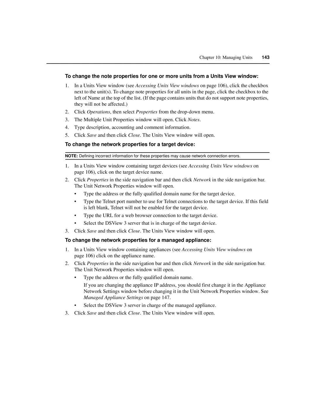 Avocent SPC420 manual To change the network properties for a target device 