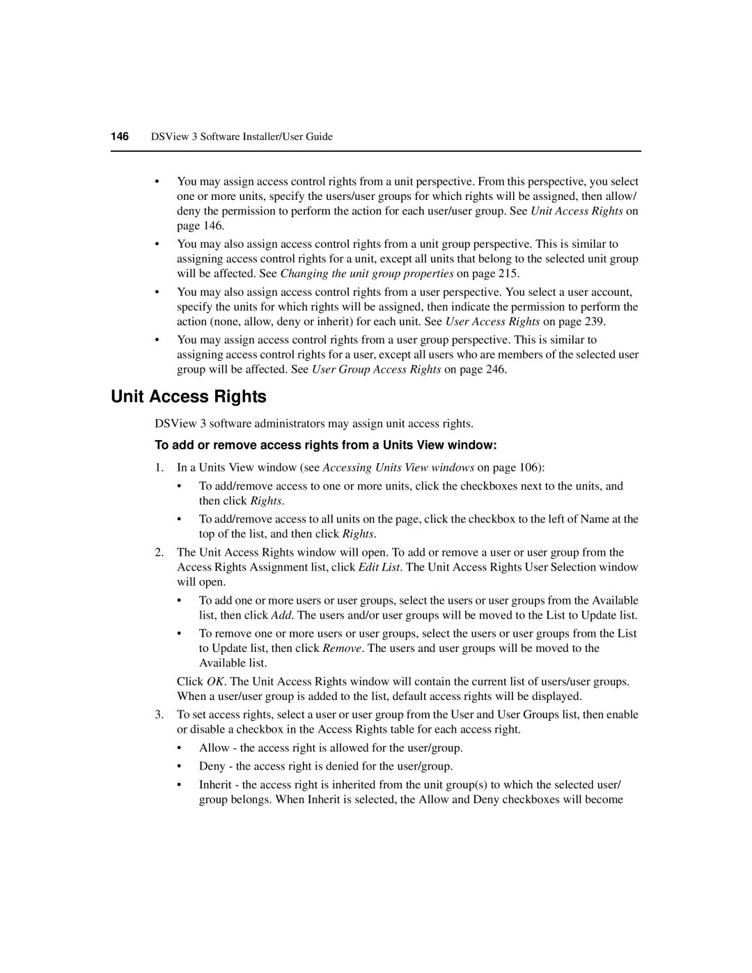 Avocent SPC420 manual Unit Access Rights, To add or remove access rights from a Units View window 