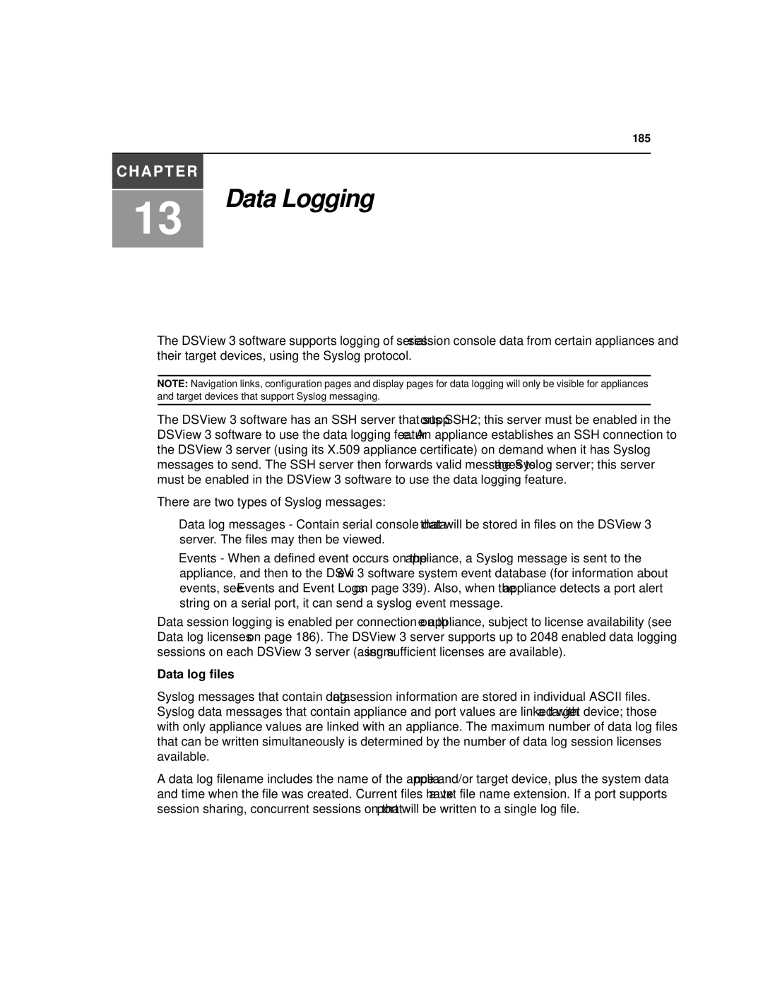 Avocent SPC420 manual Data Logging, Data log files 