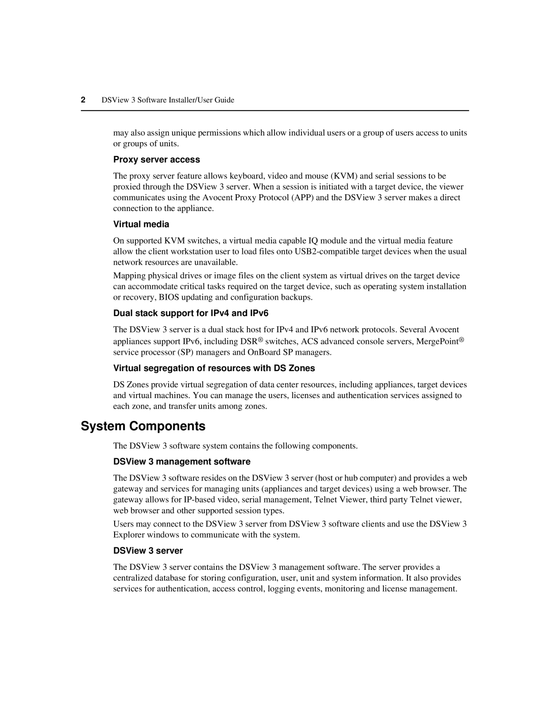 Avocent SPC420 manual System Components 