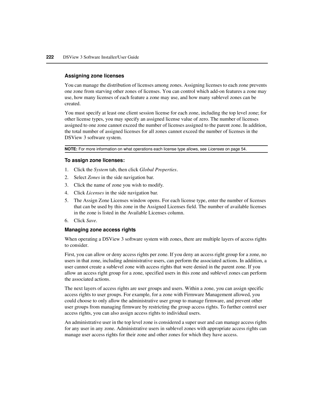 Avocent SPC420 manual Assigning zone licenses, To assign zone licenses, Managing zone access rights 