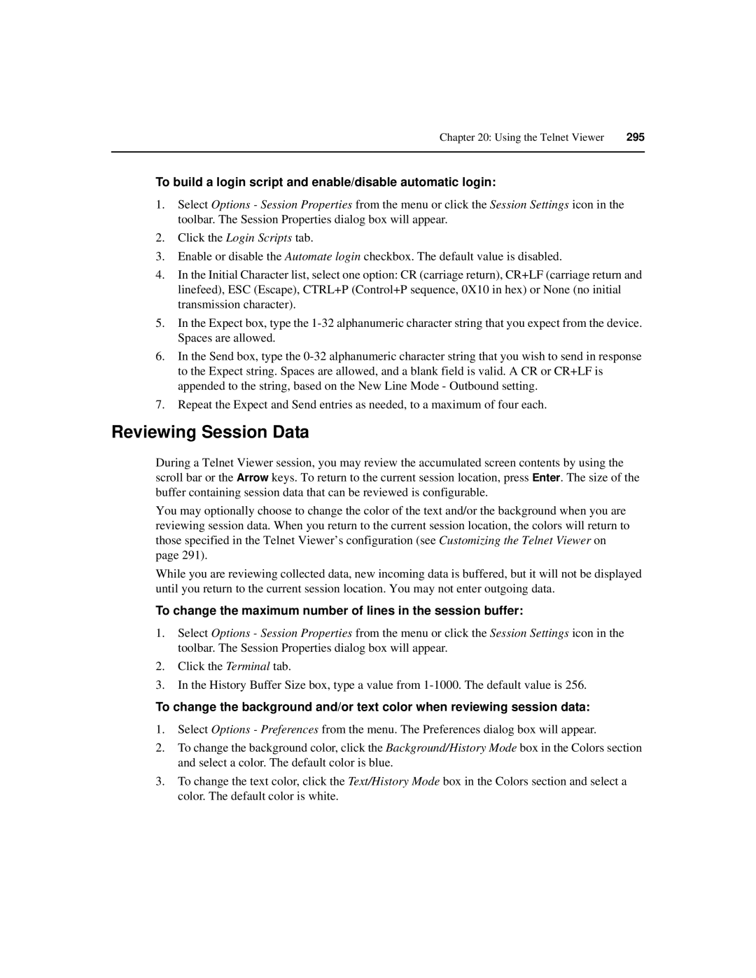 Avocent SPC420 manual Reviewing Session Data, To build a login script and enable/disable automatic login 