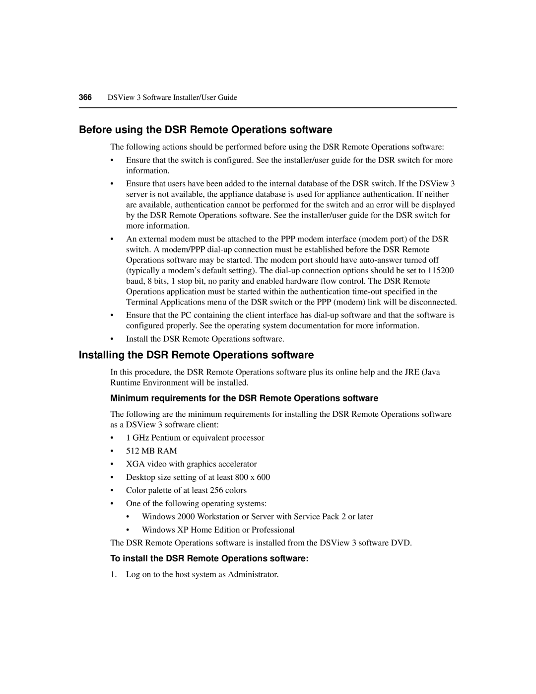 Avocent SPC420 manual Before using the DSR Remote Operations software, Installing the DSR Remote Operations software 