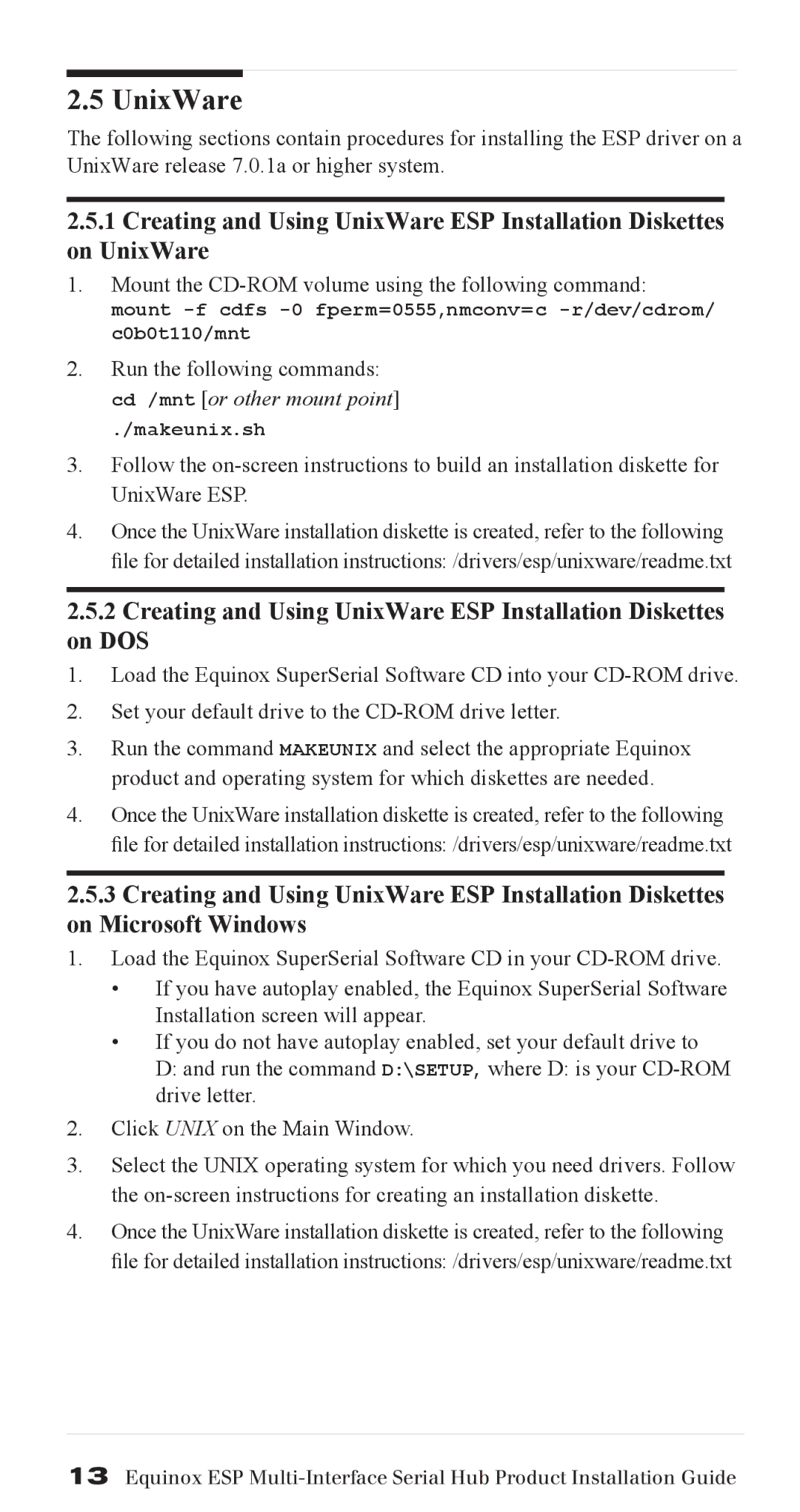 Avocent SuperSerial manual UnixWare 