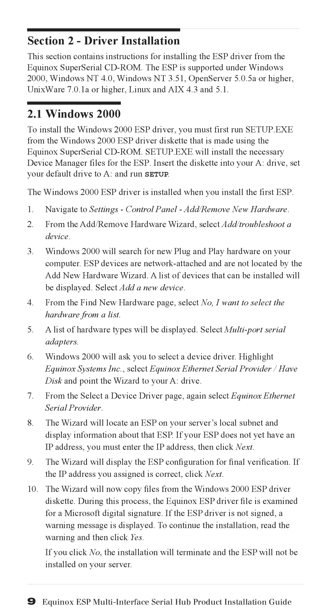 Avocent SuperSerial manual Driver Installation, Windows 