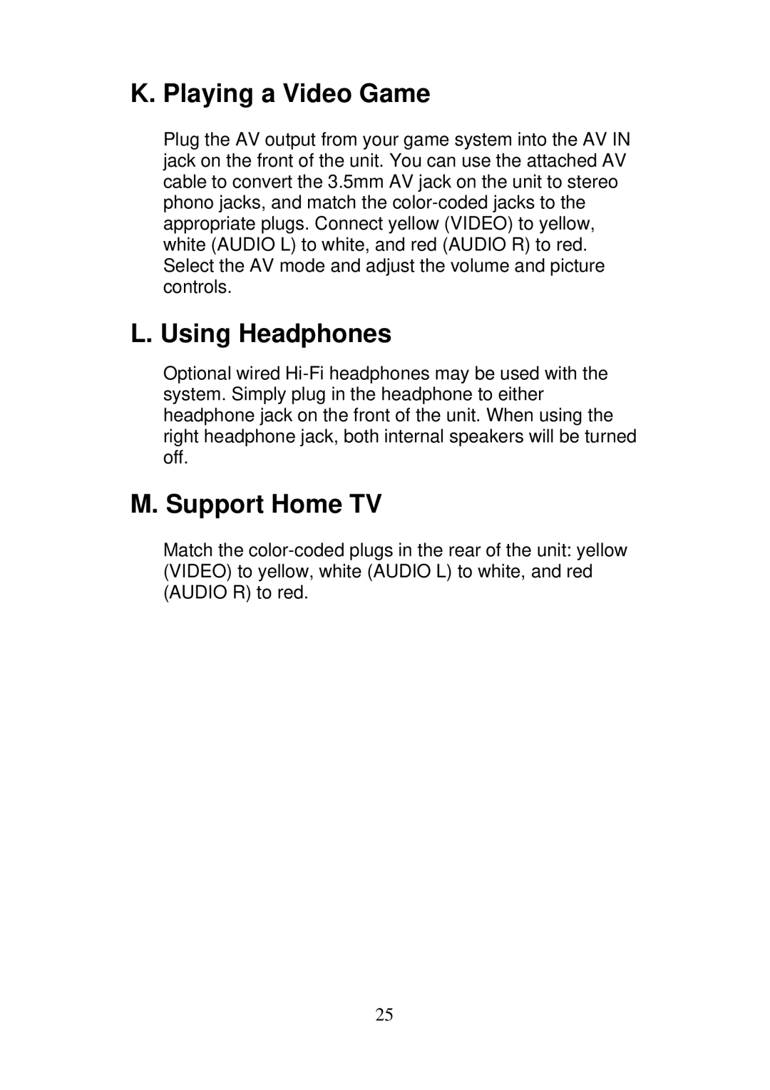 Axion 16-3350 manual Playing a Video Game, Using Headphones, Support Home TV 