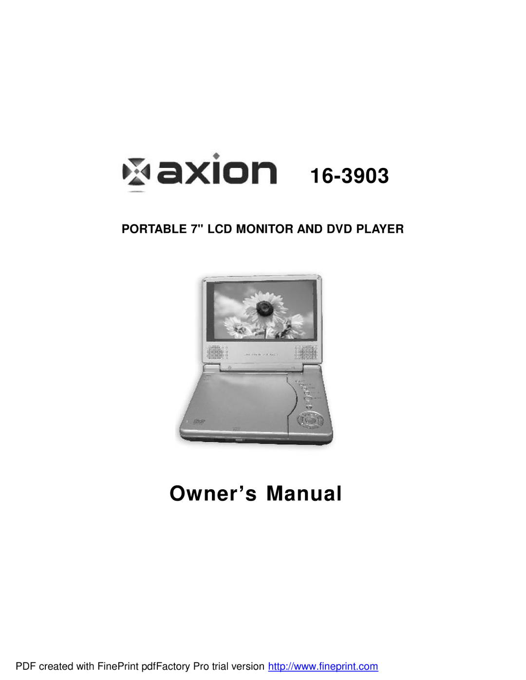 Axion 16-3903 owner manual 