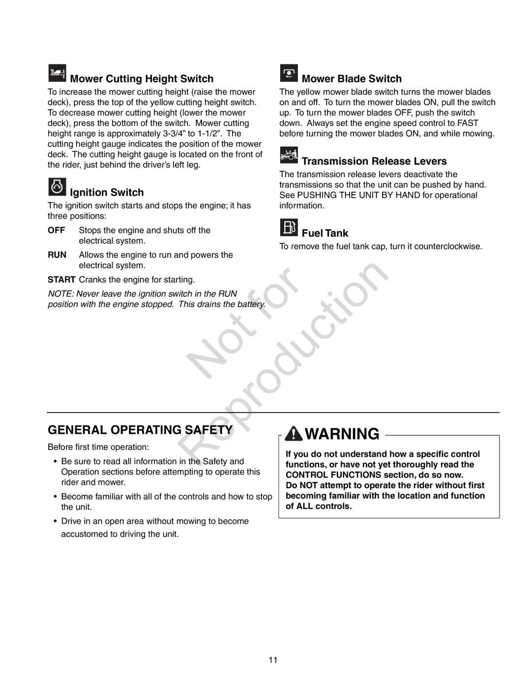 Axion ZT18533, CZT2142 manual General Operating Safety 