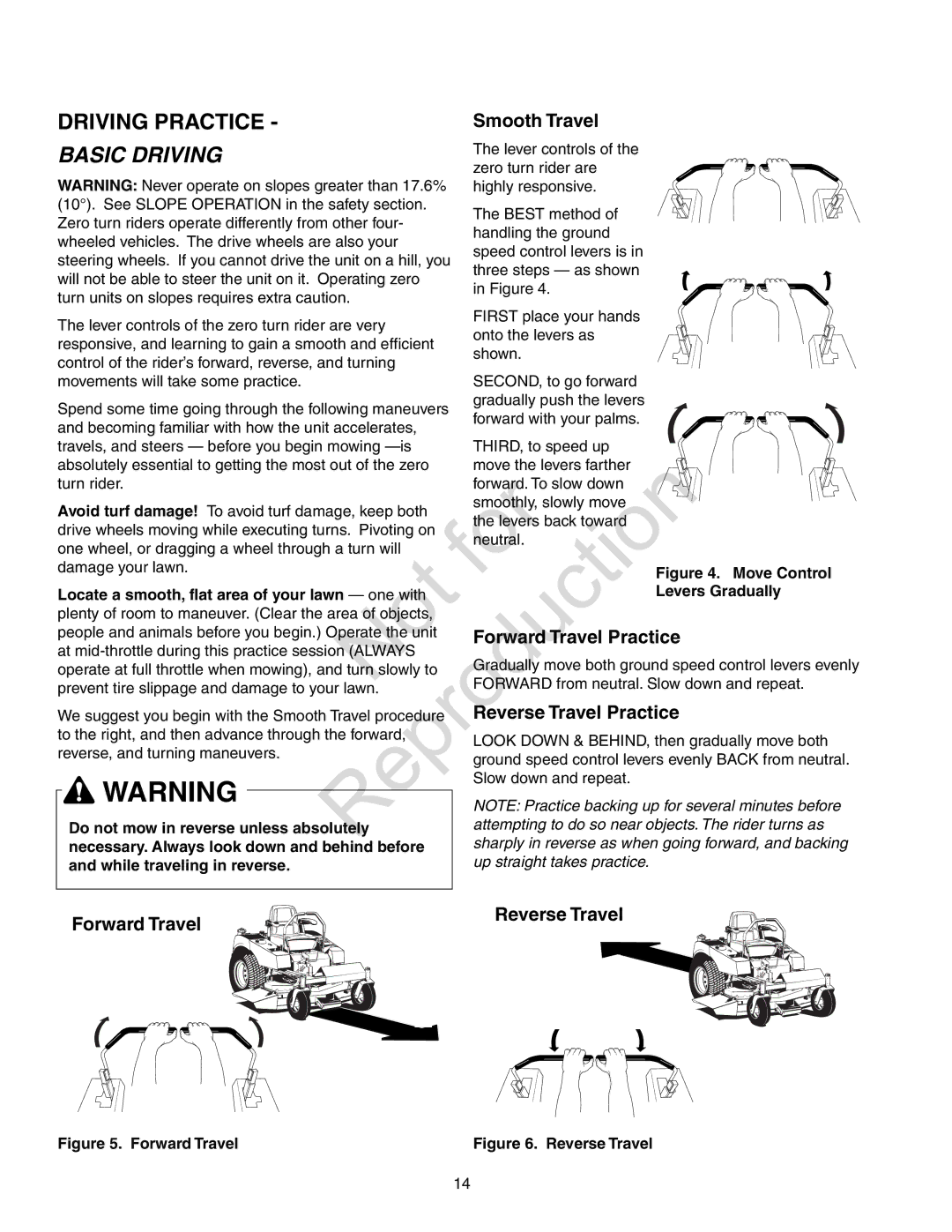 Axion ZT18533, CZT2142 manual Driving Practice, Smooth Travel, Forward Travel Practice, Reverse Travel Practice 