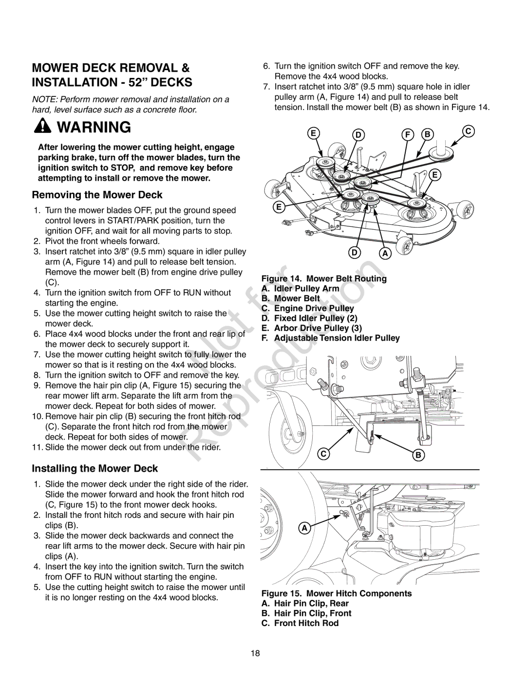 Axion ZT18533, CZT2142 Figu e 14. Mower Belt R uti Idler Pulley Arm, Wer Belt, Engine Dr ve Pulley, Fixed Idler Pulley 