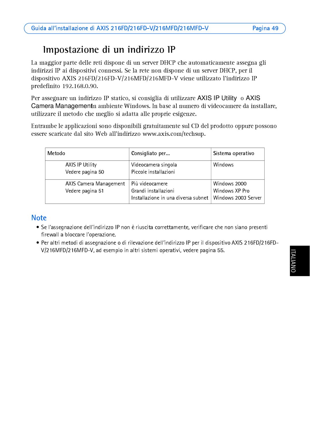 Axis Communications 18613 manual Impostazione di un indirizzo IP, Metodo Consigliato per… 