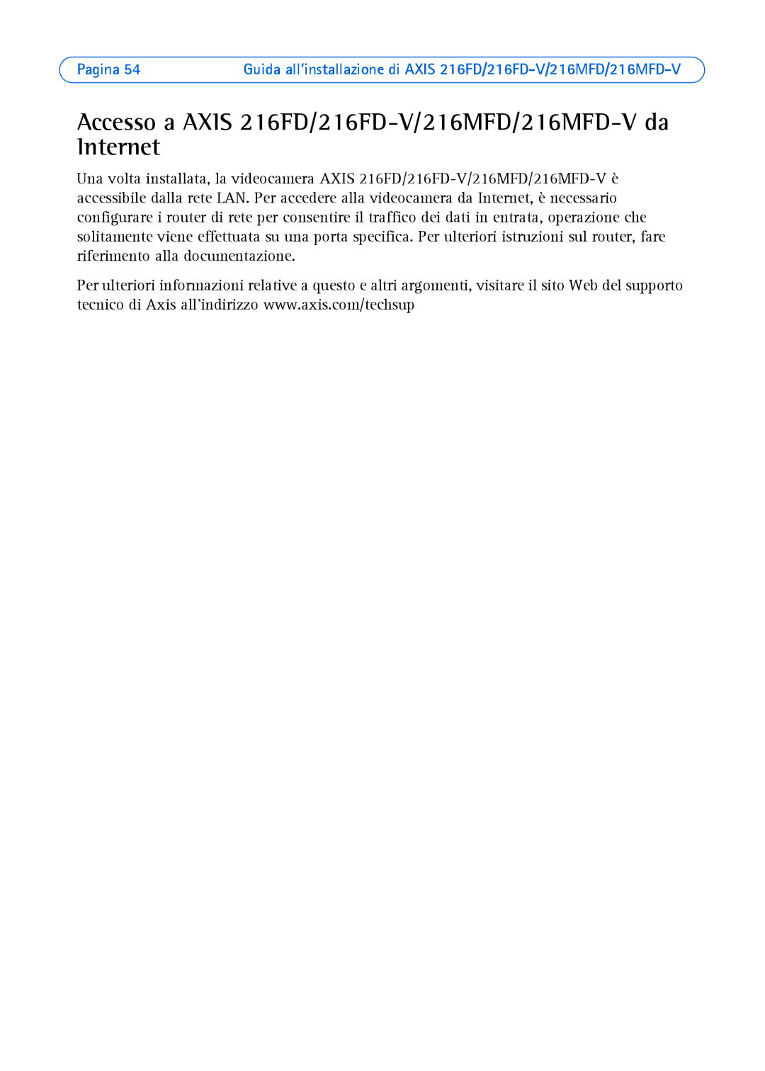 Axis Communications 18613 manual Accesso a Axis 216FD/216FD-V/216MFD/216MFD-V da Internet 